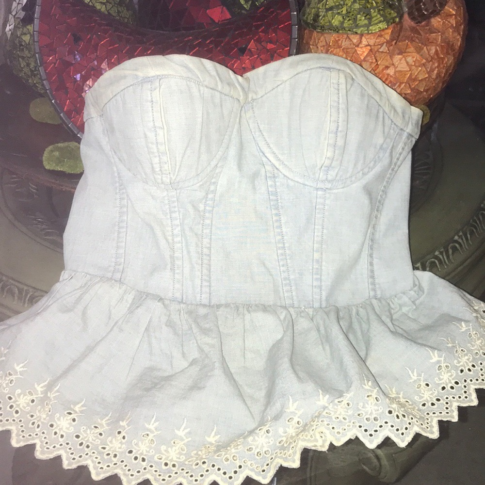 Denim Peplum tube top